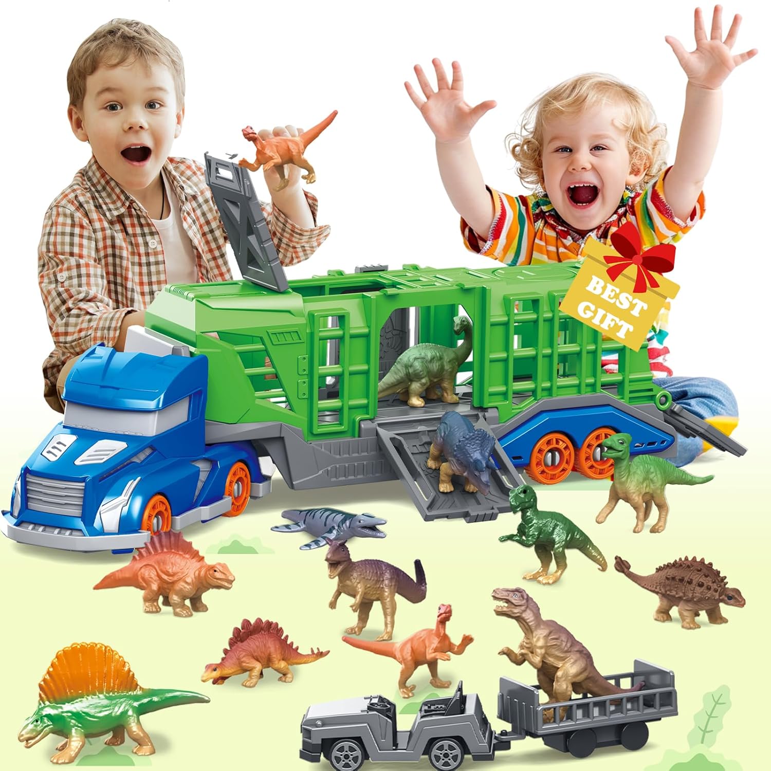 Kids Toys Dinosaur - 공룡 동물 운송 차량 장난감 세트에는