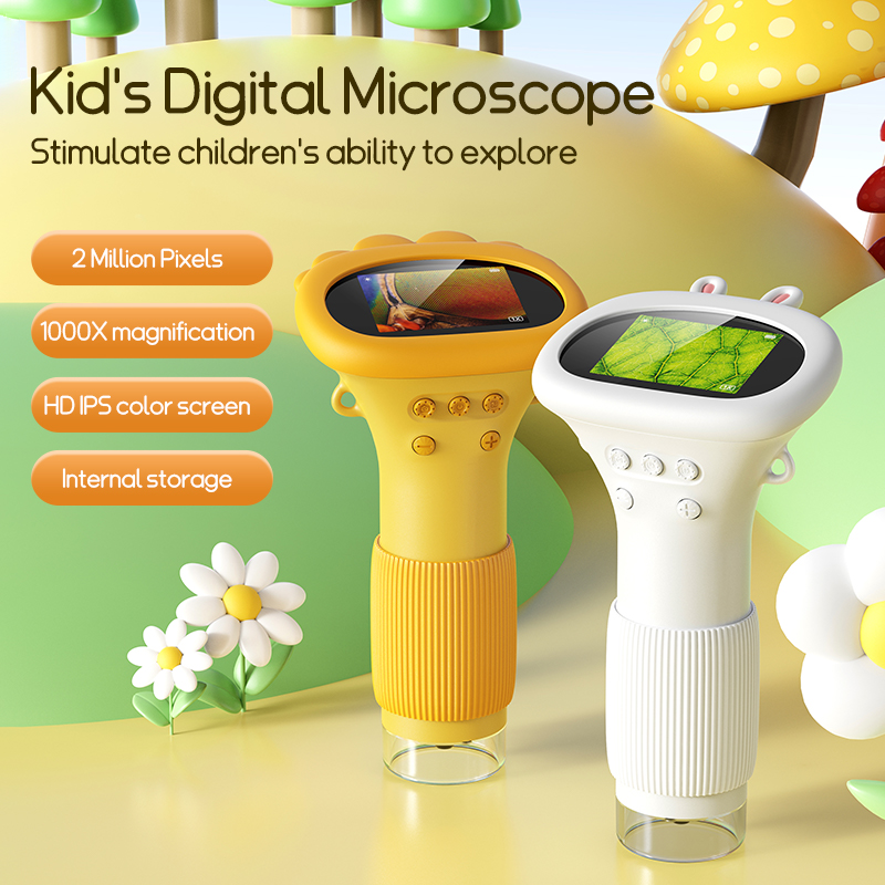 Microscope Kids Science - 2.0 인치 미니 포켓 현미경 1000X