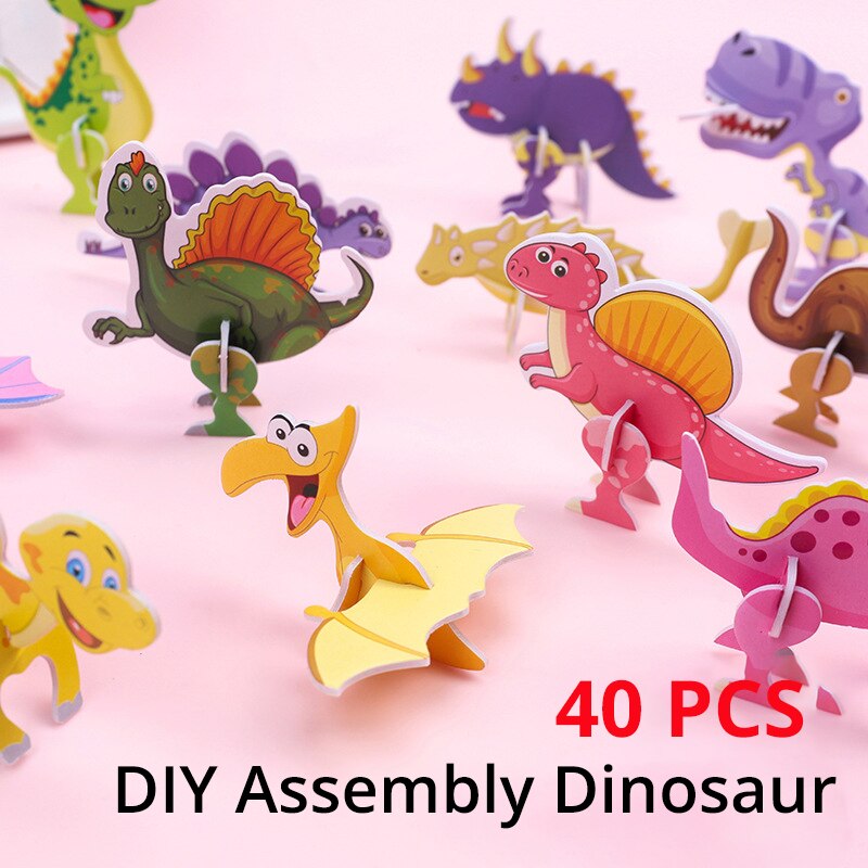 Kids Toys Dinosaur - 40개 종이 공룡 3D 퍼즐 DIY